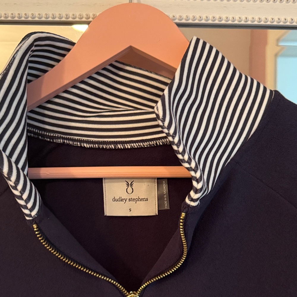LNC-Dudley Stephens  - size sm-Navy Pullover with Striped Detail - Picture 3 of 6